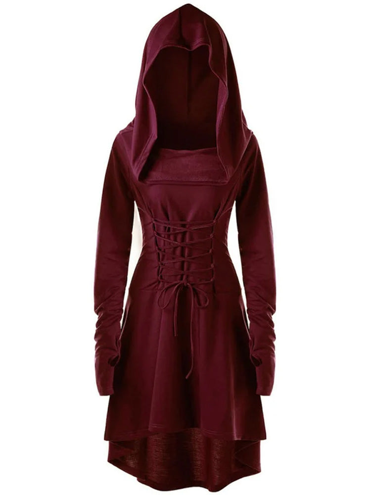 Fashion Lace Up Hooded Dress