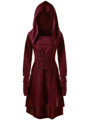 Fashion Lace Up Hooded Dress