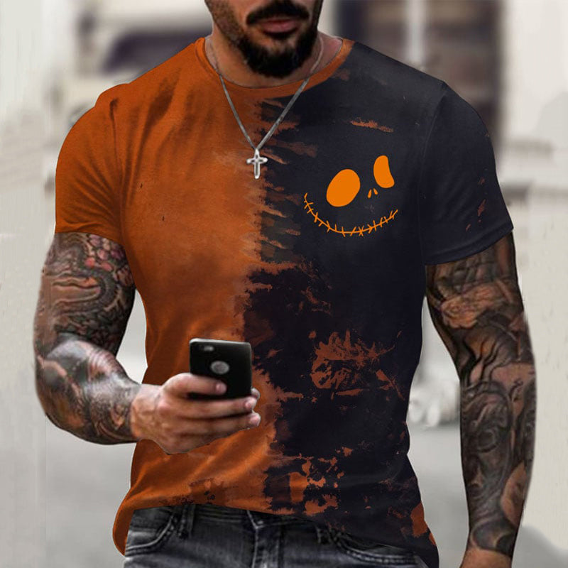 Men's Pumpkin Face Halloween Printed T-Shirt
