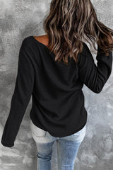 Women's Crisscross Neck Ribbed Knit Top
