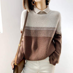Turtleneck Versatile Gradient Contrast Knit Sweater