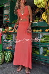 Eleanor Tie-dye Print Cutout Design Slit Stretch Dress