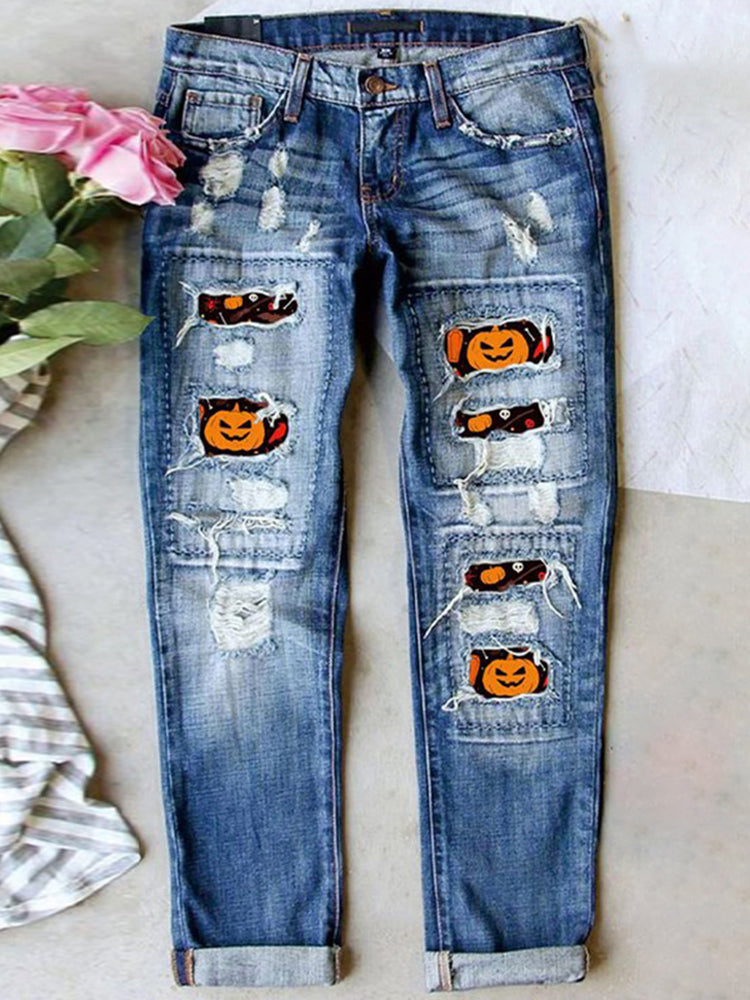 Classic Halloween Washed Straight Leg Jeans
