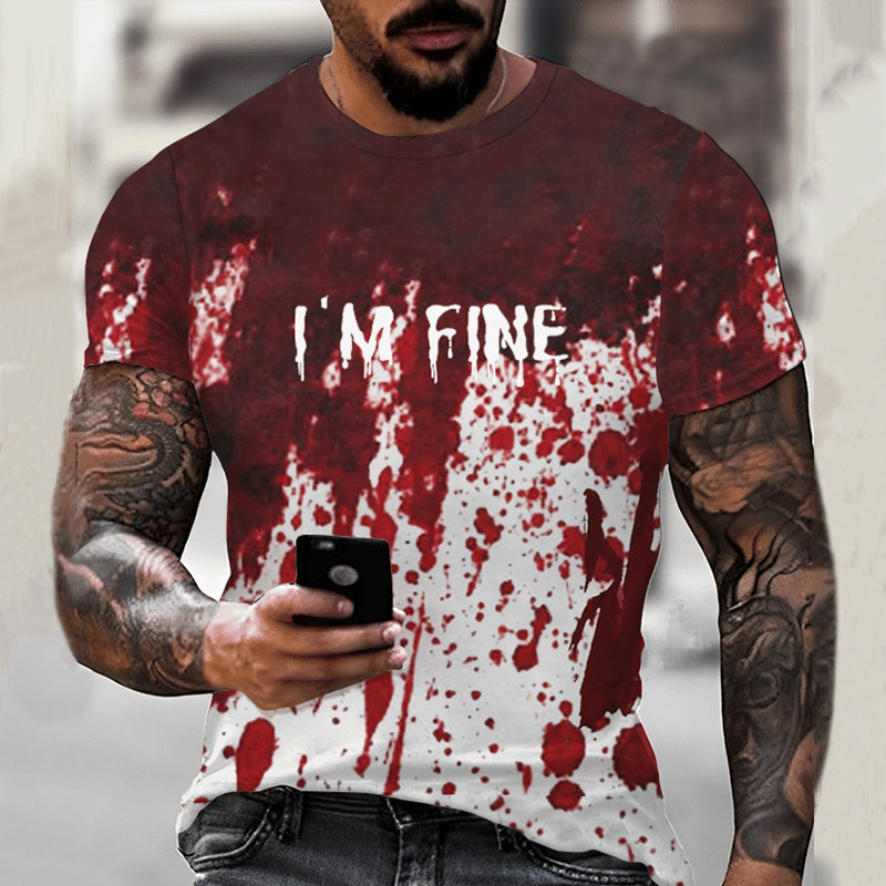 Men's Bloody I'm Fine Halloween Print T-Shirt