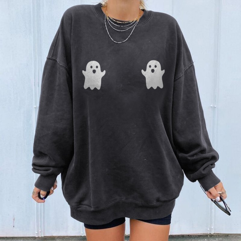 Halloween Fun Print Crew Neck Casual Sweatshirt