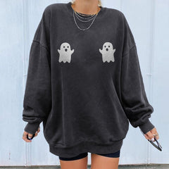 Halloween Fun Print Crew Neck Casual Sweatshirt