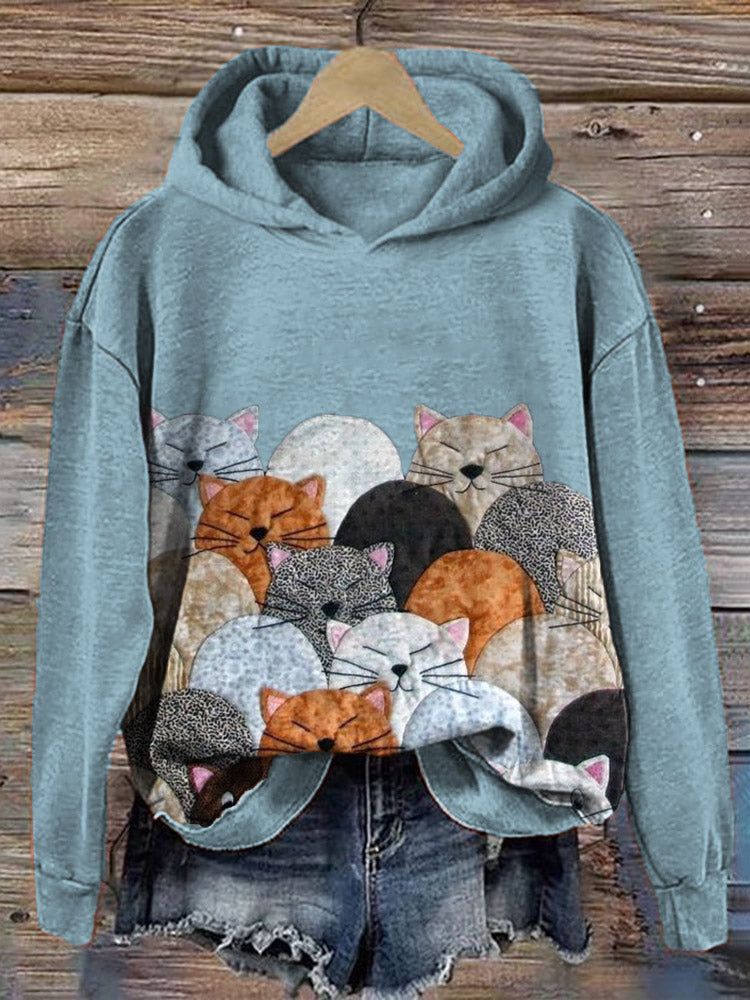 Cute Cats Patchwork Art Cozy Hoodie