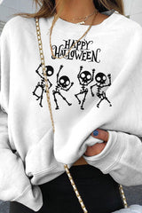 Long Sleeve Happy Skull Print Sweatshirt