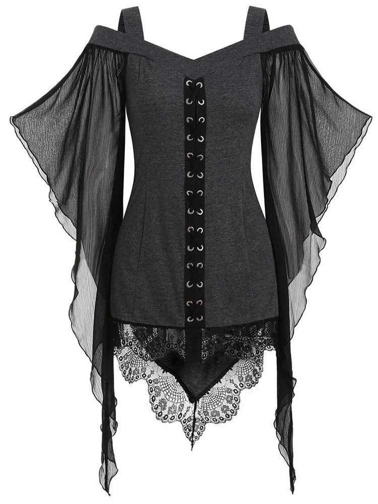 Halloween Gothic Lace Stitching Dress