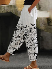 Ghost Print Simple Loose Casual Pants