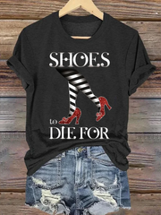 Halloween Shoes To Die For Classic Ruby Red Shoes Art Vintage Washed T Shirt