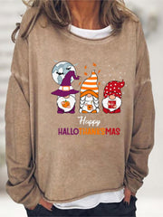 Halloween Gnome Print Oversized Sweatshirt