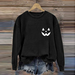 Women's Jack-O-Lantern Halloween Print Round Neck Sweatshirt