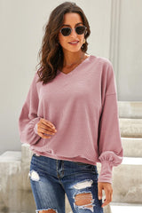 Women's Pink V Neck Our Country Roads Thermal Top