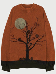 The Halloween Pumpkins Tree Art Washed Sweatshirt