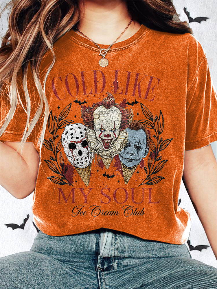 Women's Cold Like My Soul Printed Linen Blend T-Shirt