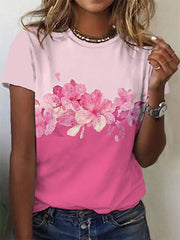 Women's Pink Flowers Print Tee