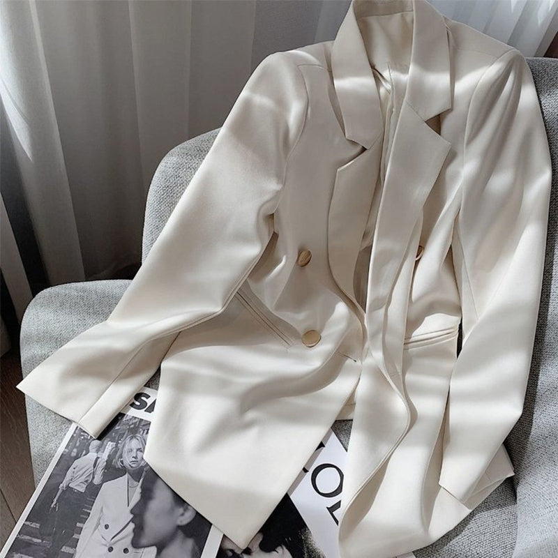 Casual Solid Button Lapel Pockets Blazer