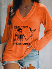 Halloween There It Goes My Last Flying F*ck Print Casual T-Shirt