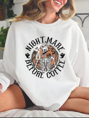 Halloween Print Crew Neck Casual Sweatshirt