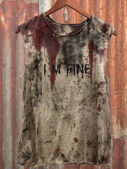 Men's Halloween Bloody I'm Fine Print Casual Tank Top