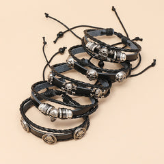 Skull Beaded Leather Bracelet