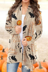 Halloween Print Long Sleeve Cardigan