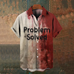 Men's Bloody Problem Solved Halloween Print Casual Shirts