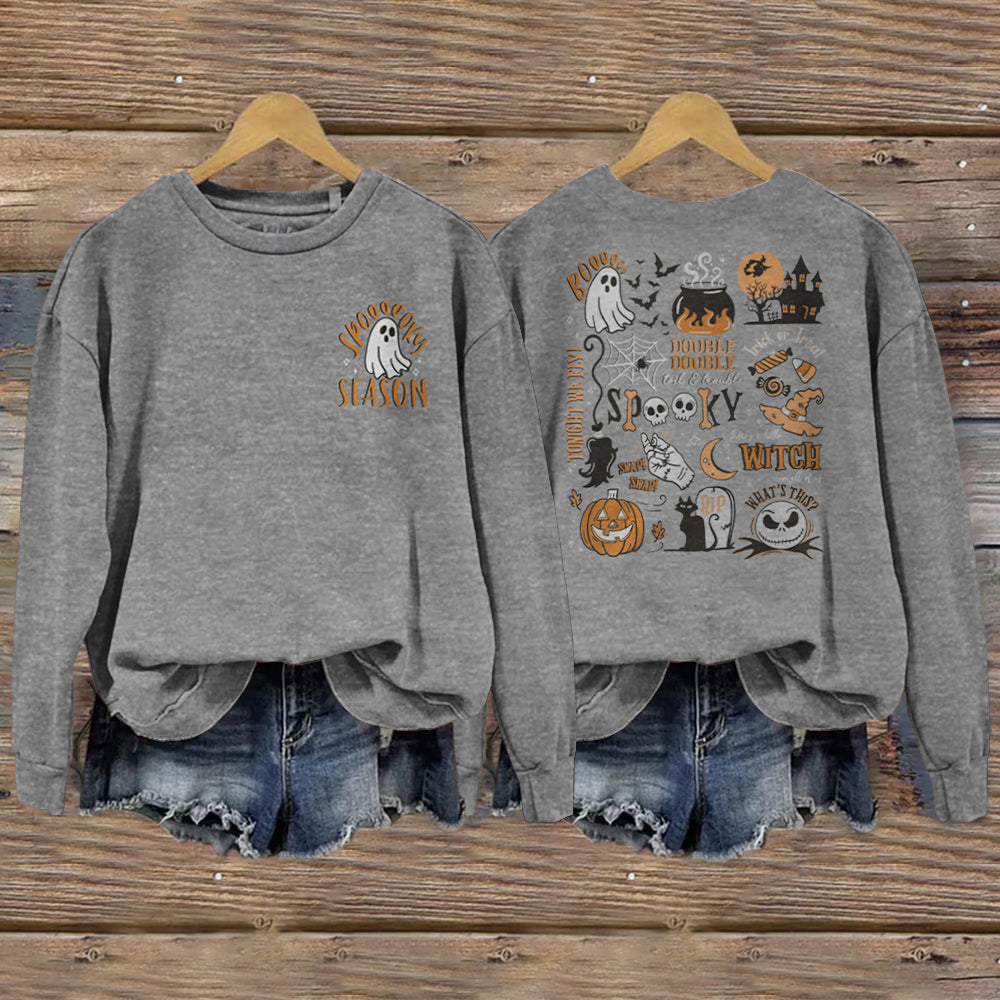 Halloween Ghost Spooky Season Crew Neck Sweatshirt