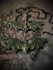 Vintage Bat With Mystical Moon Phase Necklace