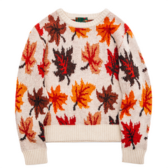 Maple Leaf Print Knitted Pullover Sweater