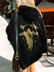 Ghost Star And Moon Print Hoodie