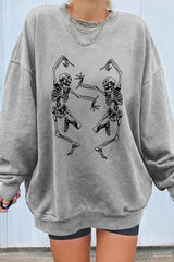 Long Sleeve Dancing Skull Print Sweatshirt