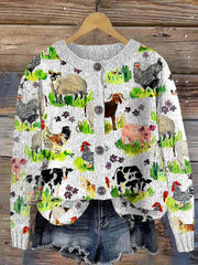 Farm Bioprint Women's Cardigan Sweater