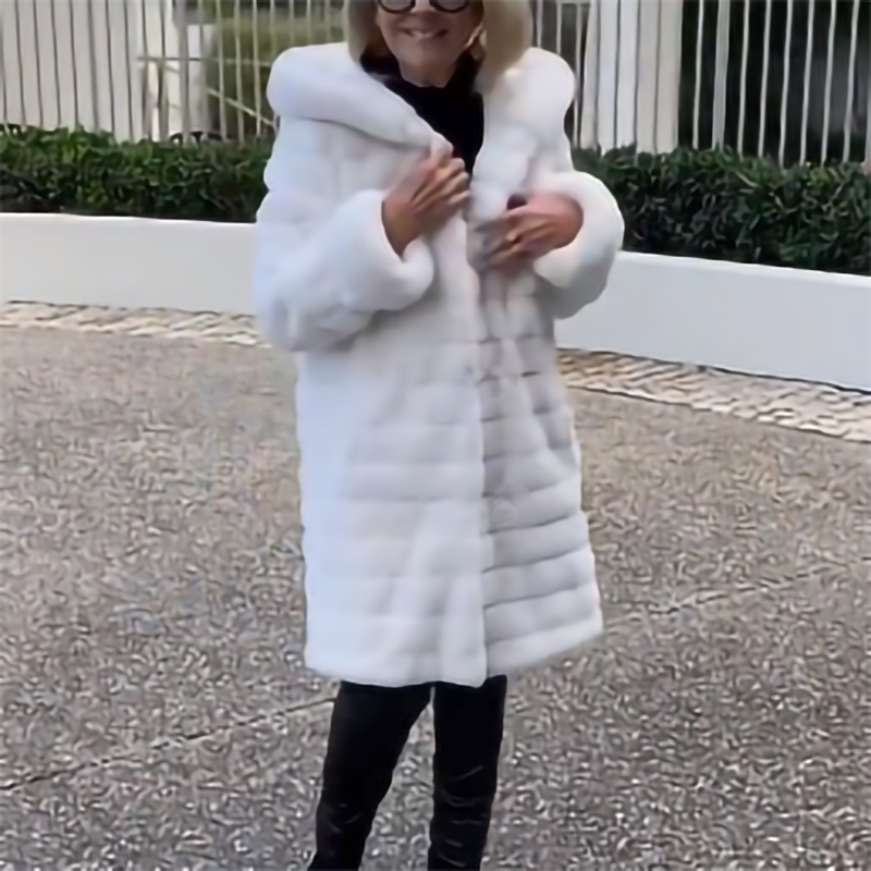 Casual Solid Color Faux Fur Coat