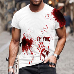 Men's Halloween I'm Fine Funny Short Sleeve T Shirt
