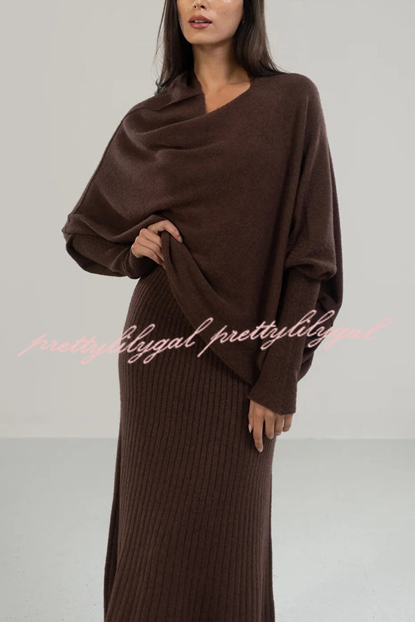 Solid Color Round Neck Long Sleeve Loose Knitted Sweater