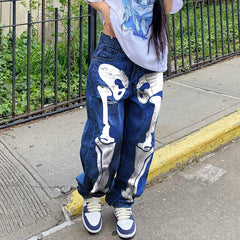 Halloween Print High Waist Straight Jeans