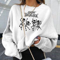Long Sleeve Happy Skull Print Sweatshirt