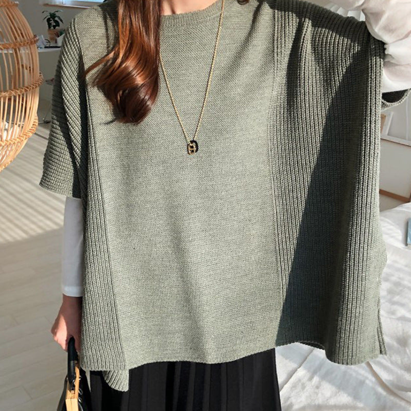 Knitted Vest Cloak With Casual Sweater
