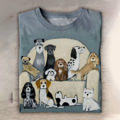 Funny Cute Dogs Art Print Casaul Short Sleeve T-Shirt