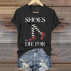 Halloween Shoes To Die For Classic Ruby Red Shoes Art Vintage Washed T Shirt