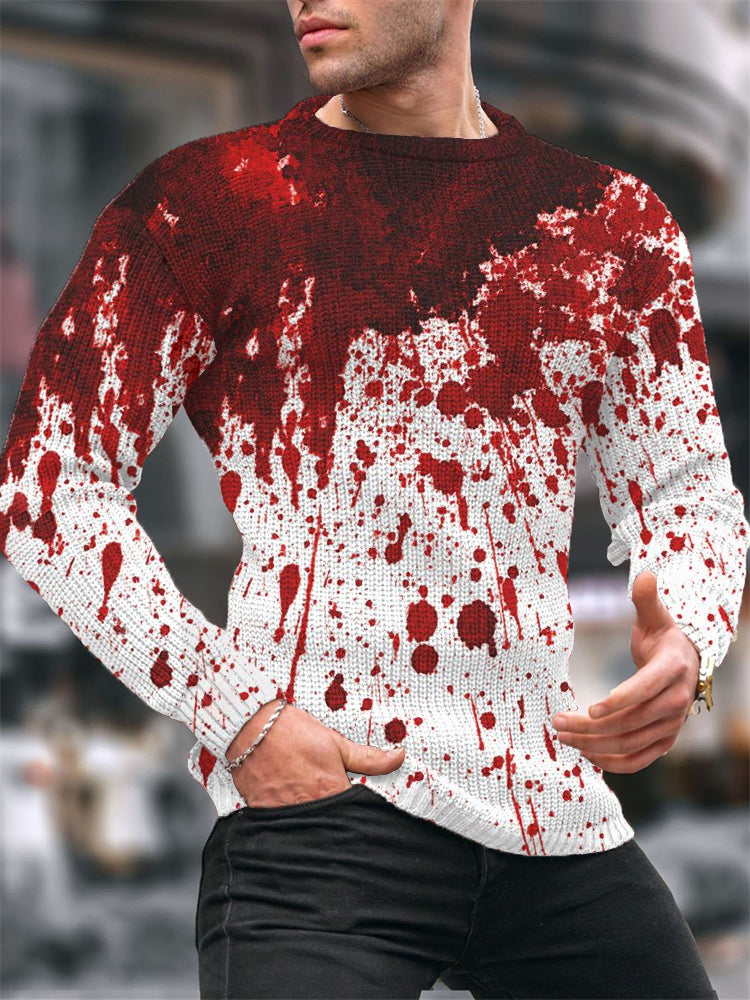 Men's Spooky Halloween Bloodstained Knit Sweater