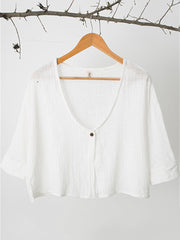 Basic Oversize Cropped Breathable Linen Jacket
