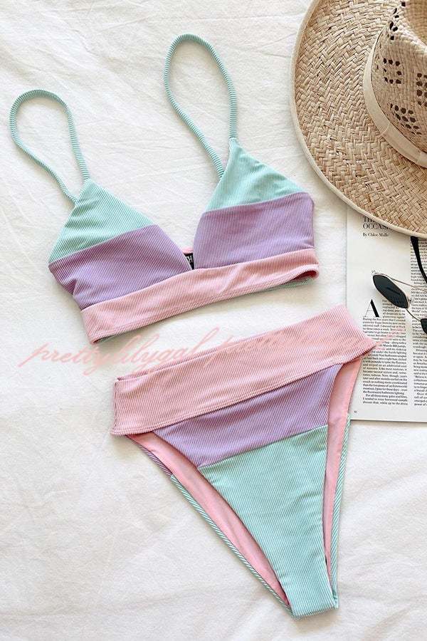 Cool In Colorblock Ribbed Bikini Swimsuit