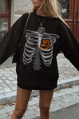 Halloween Print Casual Long Sleeve Sweatshirt