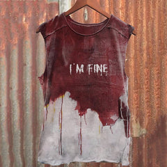 Halloween I'm Fine Blood Stains Print Vest