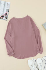 Women's Women Pink Buttoned V Neck Cotton Loose Fit Top