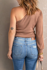 Women's One Shoulder Ribbed Top