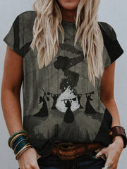Women's Halloween Witch Printed Print T-shirt